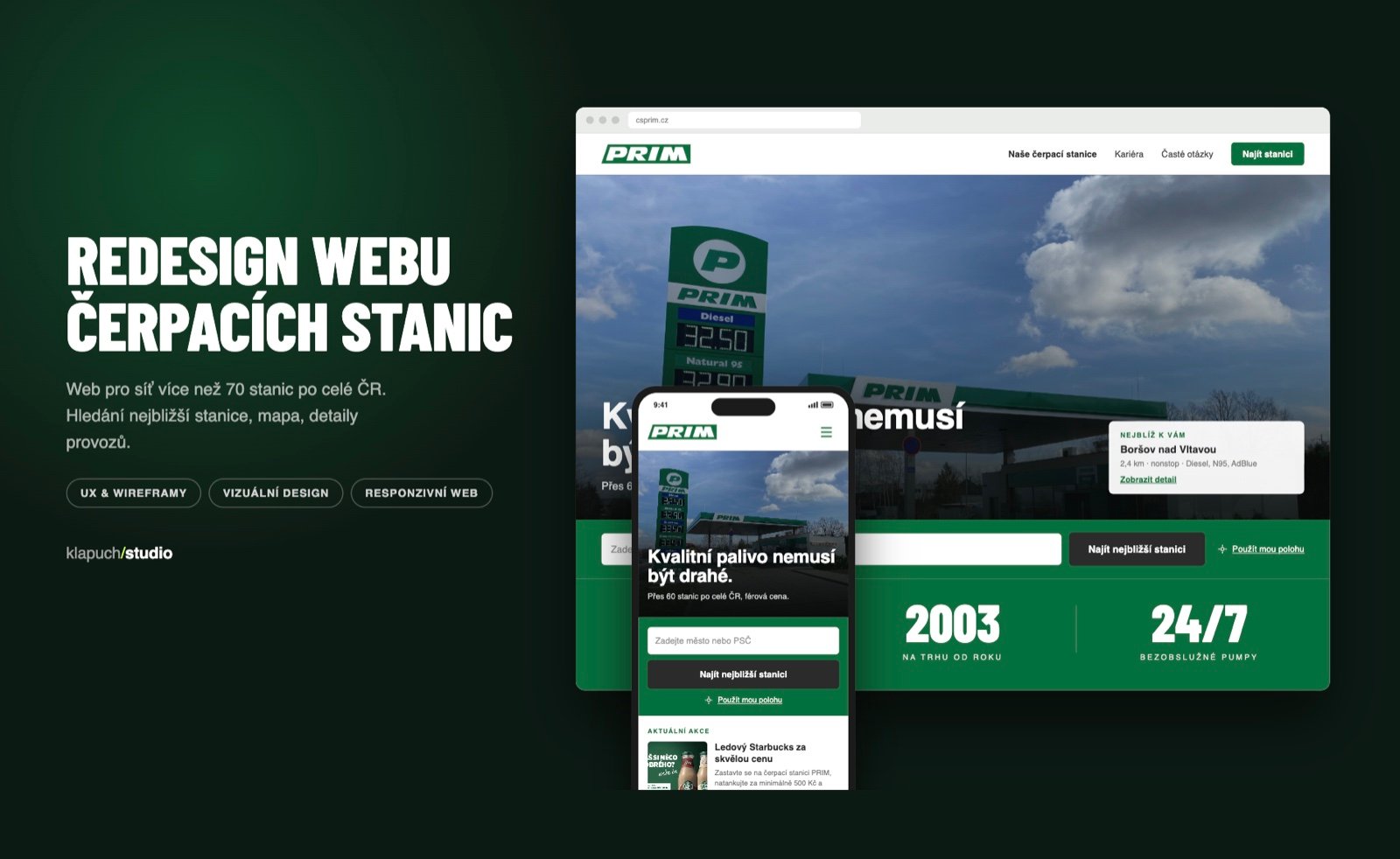 CSPRIM.cz — web sítě čerpacích stanic PRIM